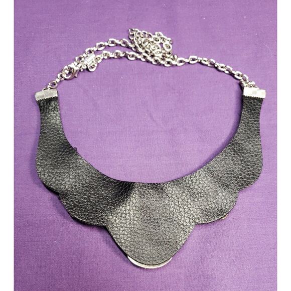 Daisy Fuentes Signed Faux Leather Necklace, bronze silver gunmetal accents - Picture 9 of 11